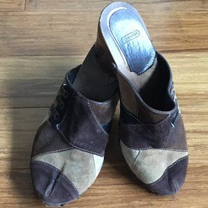 Coach Fallon P318 suede patchwork mule heels!